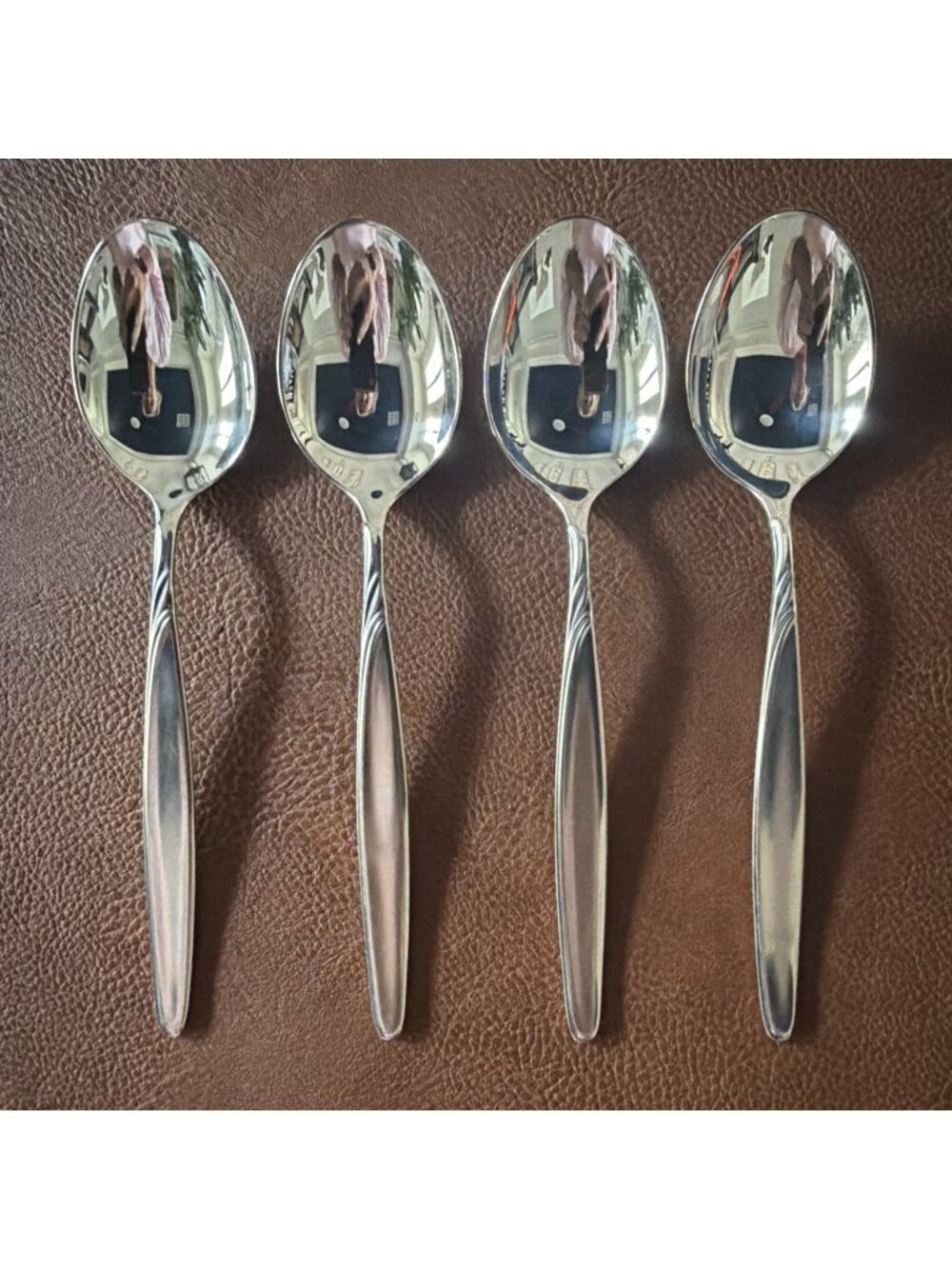 WMF Rom Silverplate Dessert Spoons 7 1/2" Germany Patent 90 Flatware Set of 4